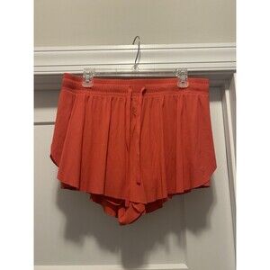 Women's Mid-Rise Double Layer Flowy Run Shorts Red Pink JoyLab Size Large Gym